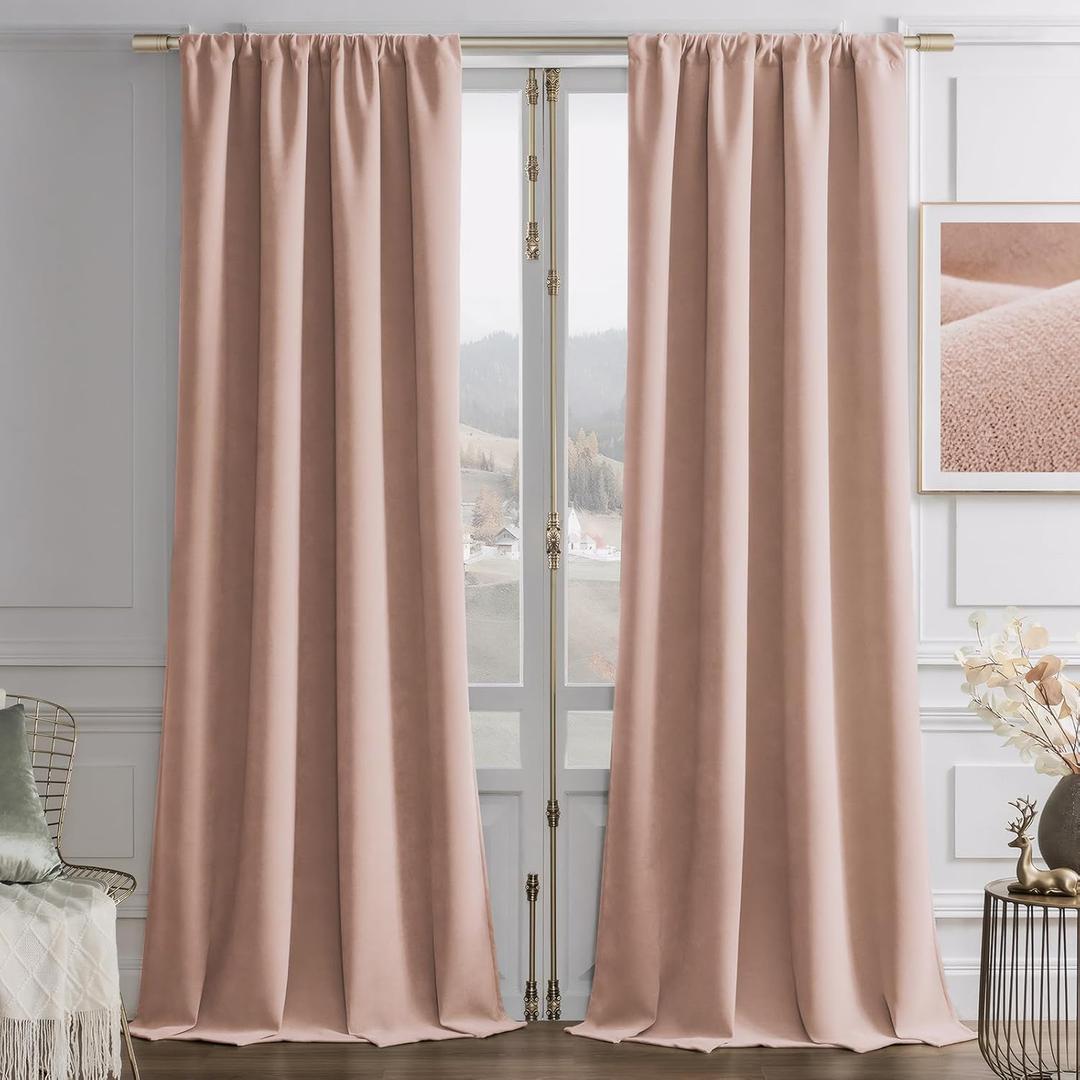Joydeco Candy Pink Velvet Curtains 72 Inches 2 Panels, Luxury Thermal Insulated Soft Pink Curtains for Bedroom & Living Room, Room Darkening Velvet Drapes, Rod Pocket (52W x 72L)