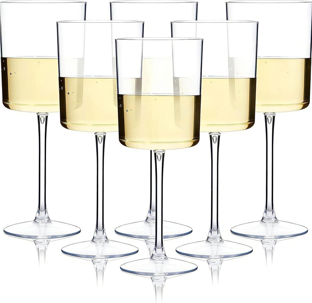 Ciaell 12 Pack Clear Plastic Wine Glasses - 10 Oz Disposable Wine Glasses with Stem for Parties & Weddings & Poolside & Outdoors & Camping (EXP 05/07/36)