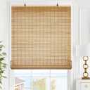 LazBlinds Cordless Bamboo Blinds, Roll Up Shades for Windows, Light Filtering Hanging Window Blinds, Bamboo Shades for Patio Indoor/Outdoor Porch, 34'' W x 72'' H, Squirrel