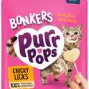 Bonkers Purrpops Freeze-Dried Chicken Flavored Lollipop Treats for Cats, 15 Pack