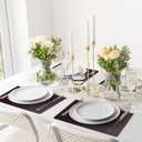 Vinyl Placemats Set of 6-1217.7 Inch Waterproof & Heattable Placemats, Fall Faux Leather Wipeable Outdoor Table Mat for Dining, Kitchen, Indoor Outdoor Use (Coffee, Cowhide Grain)