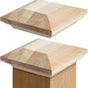 Sasylvia 2 Pcs 3" x 3" Wood Newel Post Cap Fence Post Cap for Topper Top Resistant Decking Caps for Indoor Outdoor Fences Decks and Mailboxes Cover