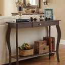 ChooChoo 47 Inch Narrow Console Table with Drawer, Chic Accent Sofa Entryway Table with Shelves for Entryway, Living Room, Hallway, Espresso