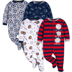 Gerber Baby Boys 4 Pack Sleep 'N Play Footie (0-3 Months, Sports)