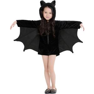 Cuteshower Kids Bat Jumpsuit Halloween Costume for Girls (6-8 Years, Black)