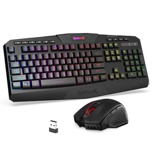 Redragon Gaming Keyboard and Mouse Wireless, RGB Gaming Keyboard and 8000 DPI Gaming Mouse, 10 Independent Multimedia Keys for Windows, PC, Computer, Wireless S101 Ideal for Gamer