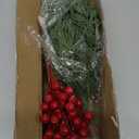 Watayo 45 Pcs Christmas Artificial Pine Branches with Red Berry Stems, 10.5" Faux Evergreen Norfolk Pine Cypress Leaves Stems, Fake Foliage Pine Needles Picks for DIY Craft Garland Home Decor