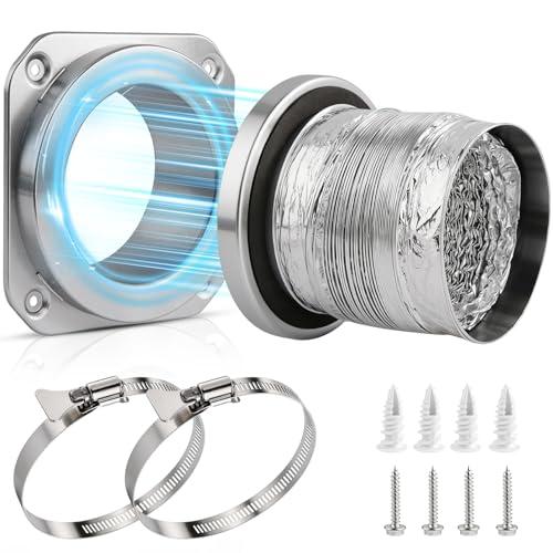 Coufonk Magnetic Dryer Vent Connector Kit for Tight Space, Air Coupling Duct Exhaust Hose Recessed on Wall, 4inch Flexible Quick Pipe Connection Replacement , Indoor Cleaning Box Attachment