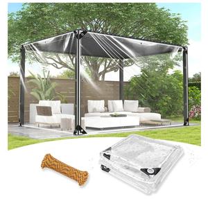 8x12 ft Clear Tarp, Heavy Duty Clear Waterproof Tarp with Grommets, Thickened Tear Resistant PVC Vinyl Tarps for Outdoor Protection Pergola, Greenhouse, Patio and Porch