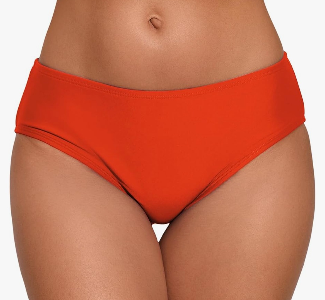 Women's Mid Waisted Bikini Swimsuit Bottoms Full Coverage Swim Bottoms L