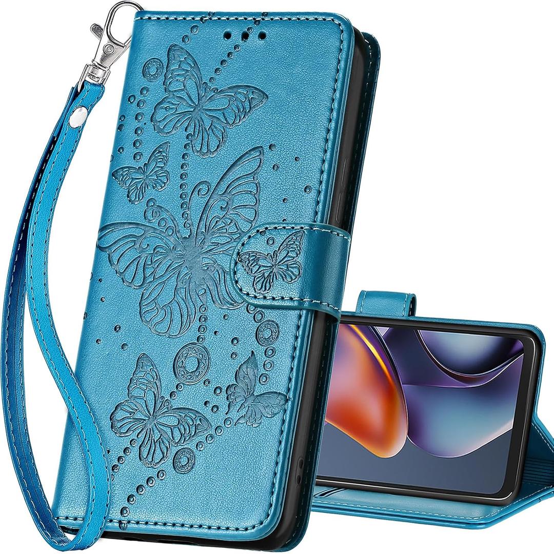 for Motorola Moto G 5G 2025 Wallet caseFlip Folio Cover with Stand Feature for Women MenPU Leather Phone Case Fit for Motorola Moto G 5G 2026/ G Play 5G 2026 [Blue-Butterfly] (8)