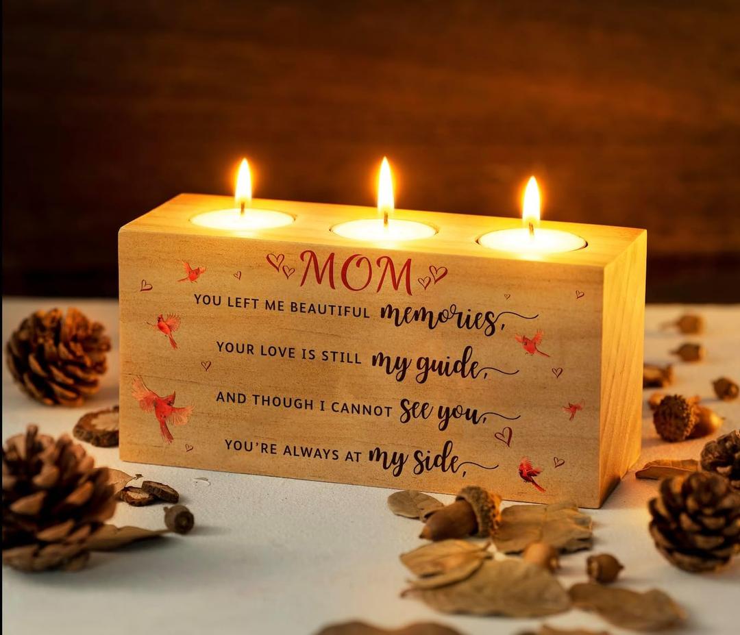 Sympathy Gifts for Loss of Loved One  Memorial Bereavement Gifts Candle Holders  Handcrafted Wooden Keepsake with Poem  Condolence Gift, Bereavement Gifts for Loss of Mother, Father (MOM)