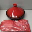 Uno Casa Tagine Pot - 3.65-Quart Moroccan Tajine with Enameled Cast Iron Base and Ceramic Cone-Shaped Lid, High-Quality Cookware- Red Double Oven Mitts Included