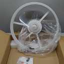 DLLT Modern Ceiling Fans with Lights: 20" Flush Mount Low Profile Ceiling Fan with APP Remote Control - White LED Bladeless Fandelier Dimmable Quiet DC Motor for Bedroom Living Room