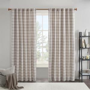 Madison Park Anaheim Cabin Plaid Curtain Window, Thermal Insulated Fleece Lining, Living Room Decor Room Darkening Drape for Bedroom, 1-Single Panel Pack, 50" x 84", Rod Pocket, Brown (50"W x 84"L (Pack of 1))