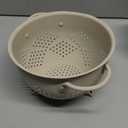 Metal Colander 5 Quart Powder Coated Self-draining Metal Strainer with Base,Kitchen Pasta Fruit Vegetable Basket with Double Handles (Sand Yellow)