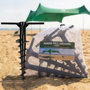 Frienda 4 Pack Beach Umbrella Sand Anchor, Heavy Duty Screw-in Pole Anchors for Sun Shade Canopy & Beach Tent, Raises Canopy 4 Inches, Fits Most 0.5" Poles