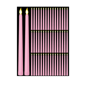 Funtery 48 Pcs Flameless LED Taper Candles 11 Inch Battery Operated Flickering Candles Bulk for Christmas Church Wedding Party(Pink, Classic Style)