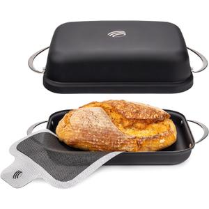 Bulka Bread Oven for Sourdough, Carbon Steel Dutch Oven for Bread Baking - Lightweight Sourdough Bread Pan, No Seasoning Required, Even Heat Design, Silicone Bread Sling Included, Rust-Resistant