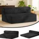 6-inch Folding Mattress Full Size Futon Sofa Bed - Convertible Floor Bed & Sleeping Couch with Removable Corduroy Cover & Carry Handles, High-Density Memory Foam, Black