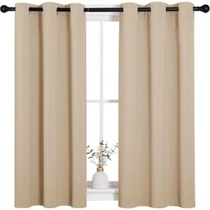 NICETOWN Room Darkening Curtain Panels for Cafe, Thermal Insulated Grommet Room Darkening Draperies/Drapes for Window (Biscotti Beige, 2 Panels, W34 x L45 inch)