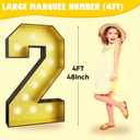 4FT Marquee 2 Numbers, Light Up 2 Glitter Gold Giant Marquee Mosaic Frame Light Up Numbers for 2nd 22 23 26 28 Birthday Party Decorations Mosaic Number 2,DIY Frame Pre-Cut Foam Board Kit