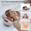 Neck Massager Pillow with Heat- Neck & Shoulder Support with Vibration & Airbag Traction for Pain Relief Deep Tissue, Cervical Hump Corrector Massage Pillow 3D Ergonomic
