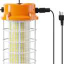 150W LED Temporary Work Light 22500lm 5000K Construction Lighting Temp Light High Bay Fixture, Hanging Temporary Work Lights with Stainless Steel Safety Guard Sturdy Hook for Mine Workshop Jobsite