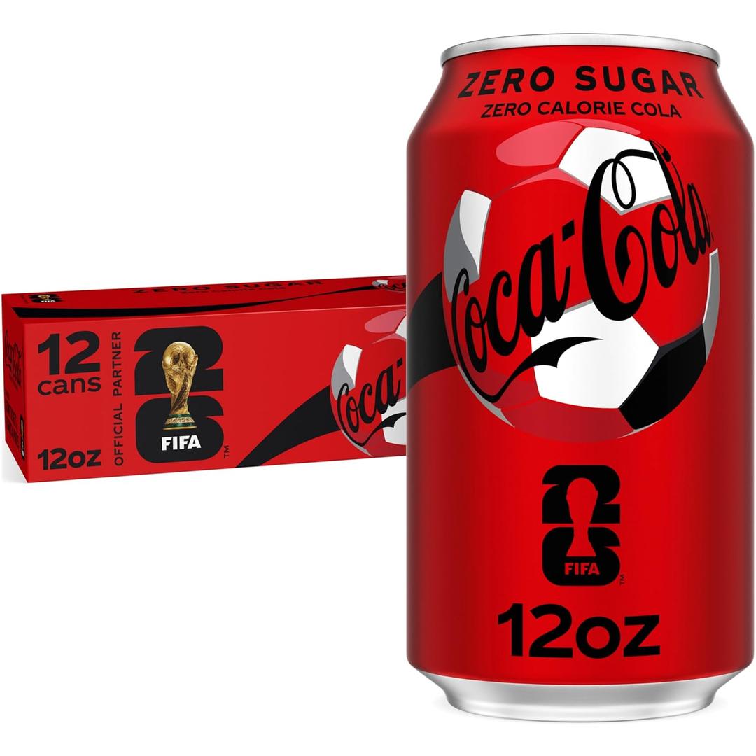 Coca-Cola Zero Sugar Soda, 12 fl oz Cans, 12 Pack - Classic Cola Soft Drink Fridge Pack (EXP 03/02/26)