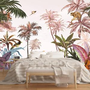 MFWFM Tropical Wallpaper Botanical Palm Leaf Wall Mural Jungle Forest Rainforest Mural Wallpaper(Not Peel n' Stick)