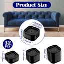 32 Pcs Bed Risers, Adjustable Rectangular Furniture Risers Lift to 1.38 Inch Stackable Black Plastic Furniture Riser Blocks for Chair Legs, Table Legs, Sofa, Refrigerator, Dorm
