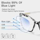 Joylook Reading Glasses for Women Trendy TR90 Blue Light Blocking Metal Frame Readers Stylish Square Cat Eye Eyewear, Tortoise Grey, 1.25x