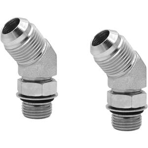 (2-PACK) 6802-10-08-NWO Hydraulic Hose Adapter Fitting 5/8" Male JIC 37Flare(7/8"-14UNF)1/2" Male Adjustable Nut O-Ring Boss(3/4"-16UNF)45Elbow SAE Pipe Joints Connector Carbon Steel