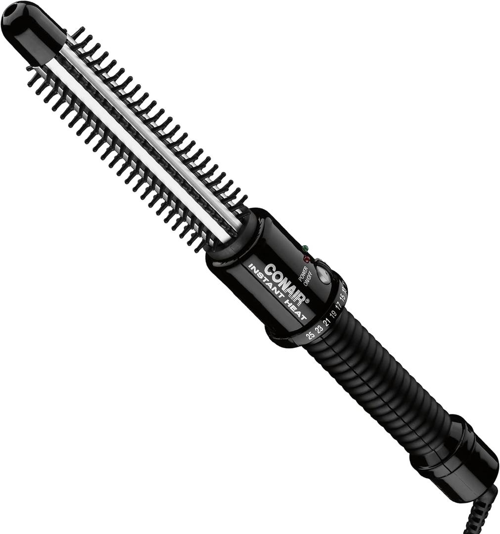Conair Instant Heat Curling Iron Brush, 3/4-Inch Barrel - For Use On Short Hair (3/4-Inch, Black)
