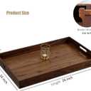 26 x 16 Inches Extra Large Rectangle Black Walnut Wood Ottoman Tray with Handles, Serve Tea, Coffee or Breakfast in Bed, Classic Wooden Decorative Serving Tray
