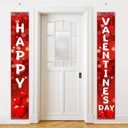 Avezano Happy Valentines Day Banner Red Heart Hanging Welcome Sign Valentines Day Door Decorations Outdoor