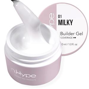 IN.HYPE UV/LED Professional Hard/Builder Gel for Nail Extension/Strengthening/Overlays File Off (MILKY)
