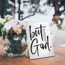 ERYBHKRTYH Christian Sign, But God Bible Verse Wooden Stand Sign 5x7 Inch, Christian Gifts for Women Men, Religious Decorations for Home Office Church Prayer Room Desk Table Decor