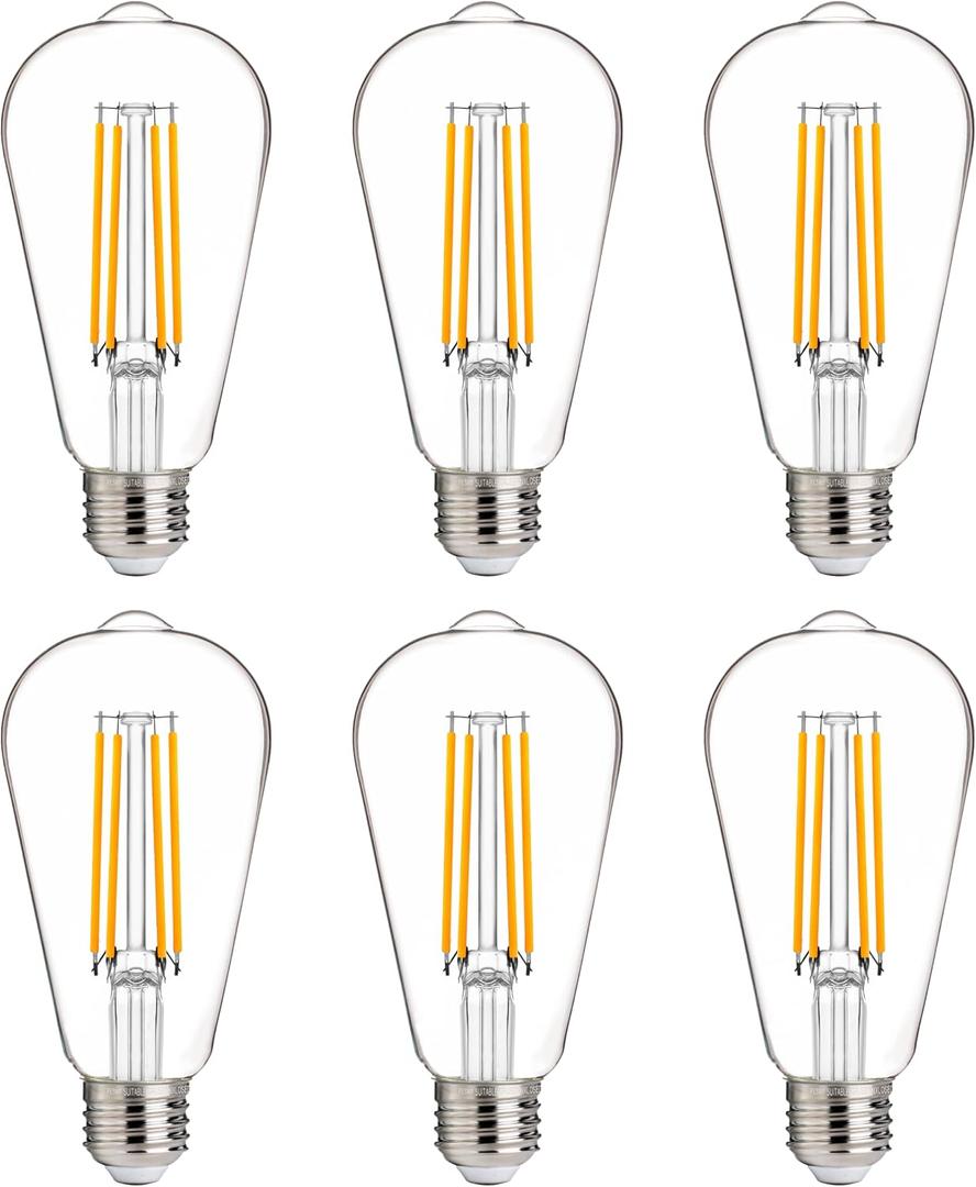 FLSNT 100W Equivalent LED Edison Bulbs, ST19/ST58 Dimmable LED Light Bulbs for Dining Room, Kitchen, High Brightness with 1000LM, 2700K Soft White, 8W, E26 Base, 6 Pack