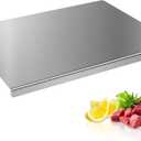 Stainless Steel Cutting Board with Lip, Kitchen Chopping Board for Cutting Meat, Veggies and Fruit, 16 12 0.8 inch
