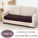 LA MEACK Couch Cushion Cover Loveseat Cover or 2 Seat Sofa Cover Washable Stretch Sectional Sofa Slipcover(1 Piece for Loveseat or Sofa 2-Seater, Brown)