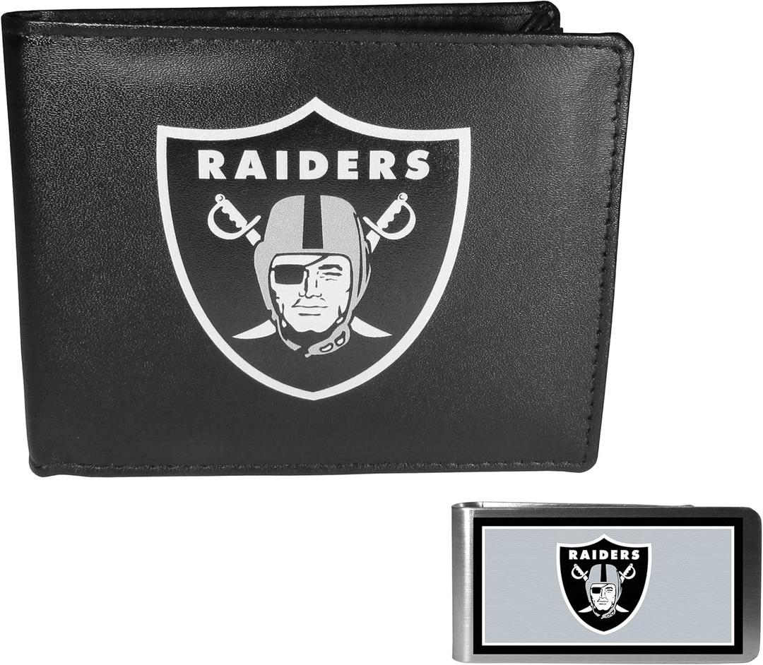 Siskiyou Sports NFL Las Vegas Raiders Bi-fold Wallet & Color Money Clip, Black, One Size
