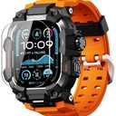 ULTIMAL Rugged Case with Band for Apple Watch 49mm,Compatible with Apple Watch Ultra 3/2/1, Military Grade Shockproof Bumper Cover for iWatch Tactical Band Men (49mm,Orange)