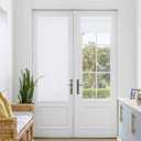 NICETOWN Magnetic Blackout Door Blinds, No Drill Roll Up French Door Curtain for Window, Thermal Insulated Light Blocking Shades for Sidelight Glass Window, 24" W x 64" L, Pure White, 1 Panel