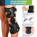 Komzer OA Unloader Knee Brace - Adjustable 3-Point Medial/Lateral Offloading Support for Osteoarthritis Pain, Bone-on-Bone Joint Degeneration & Recovery, ROM Control, Universal Fit for Men & Women, Black, Right