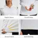 LOOGU Women's UPF 50+ Sun Protection Hoodies Shirts Slim Fit Long Sleeve Lightweight Quick Dry UV Fishing Hking Outdoor (White, L)