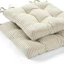 Lush Decor Stripe Yarn Farmhouse Ticking Dyed Chair Pad 2-Pack, 2 Count