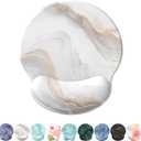 eulps Mouse Pad with Wrist Rest, Comfortable Computer Mousepad with Gel Wrist Support Smooth Surface and Non-Slip PU Base for Pain Relief, Laptop, Office & Home (White Marble)