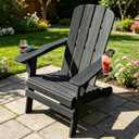 Folding Adirondack Chairs with Cup Holder, Adjustable Reclining Back Chair, 1 Pack