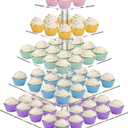 Weddingwish 5 Tier Cupcake Stand, Acrylic Cupcake Tower Stand, Square Tiered Display Stand, Clear Dessert Table Display Stand for Wedding,Birthday,Party